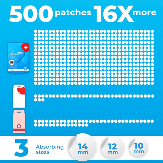 Pimple Patches for Face (500 Patches), Hydrocolloid Acne Patches with Tea Tree Oil, Pimple Patch Pimple Stickers - Hydrocolloid Patch Acne Dots - Acne Pimple Patches For Face - Zit Patches