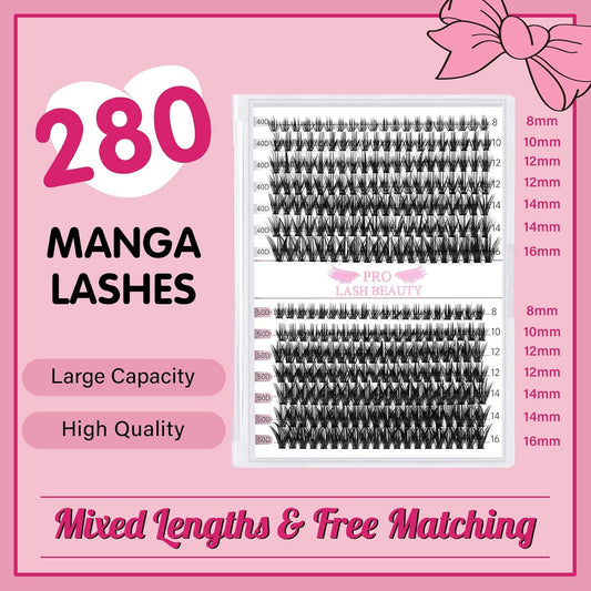 280 Pcs Individual Lashes 40D+50D Mixed Lash Clusters Devil Style Lashes That Look Like Eyelash Extensions Wispy Lashes DIY Individual Lashes At Home (40D+50D-D-8-16mix,Manga)