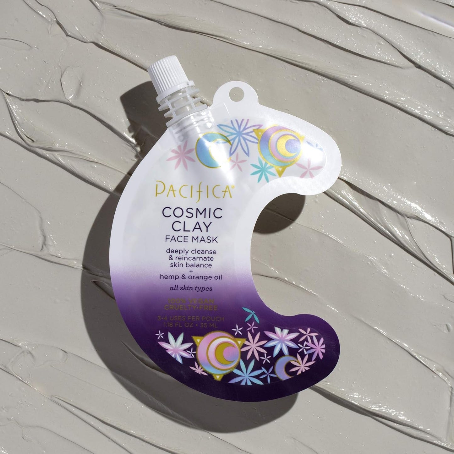 Pacifica Cosmic Clay Face Mask, Deep Cleansing Pore-Minimizer Clay Mask for Blemishes & Oily Skin, Skin-Balancing Detox Facial with Hemp, Acai & Orange Oil, Clean Beauty Vegan, 1.18 oz (Pack of 2)