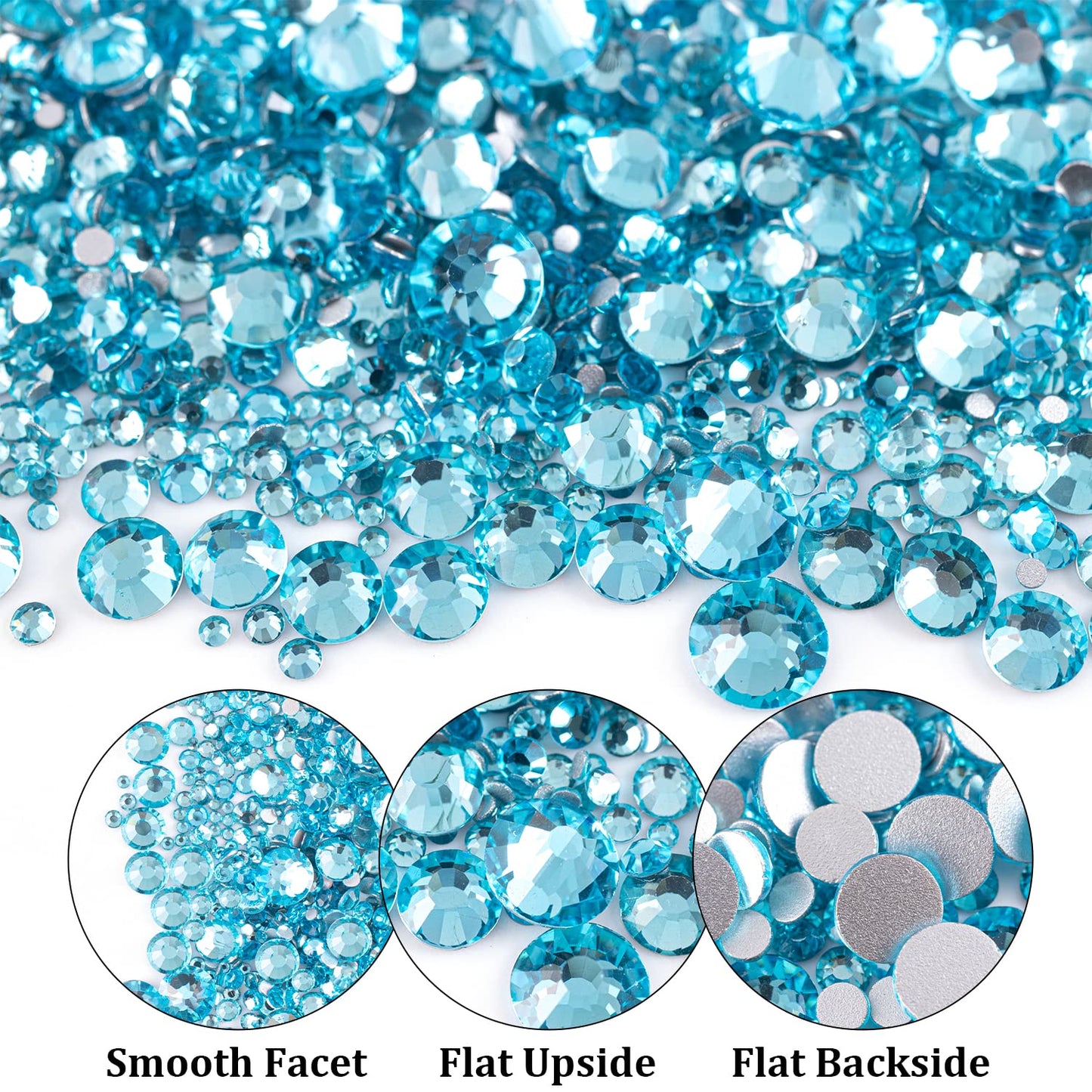 Two Packs of Flatback Rhinestones 4520 Pcs Colorful Nail Art Rhinestones Flatback Crystal Colorful+Lake Blue Rhinestone with Picker Pencil and Tweezer for Nail Art and Decoration