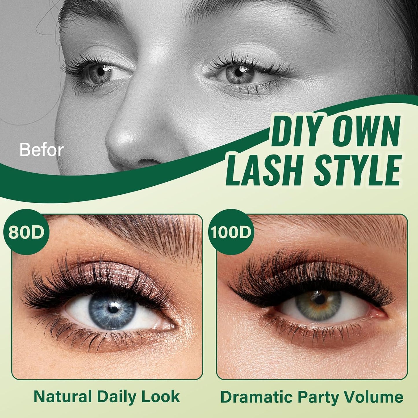 Clusters Eyelash Extensions 3D Effect Eyelash Cluster KEYYOU LASH 280pcs 80D D Curl 9-18MIX Individual Lashes Wispy Lashes Volume Cluster Lashes Natural Lash Extension(3D-80D-D-9-18MIX-zzlj-5)