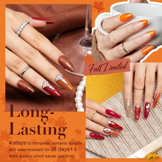 AZUREBEAUTY Dip Powder Nail Kit Starter Fall Autumn Orange Green Glitter Red 20 Colors Acrylic Dipping Powder Liquid Set with Base/Top Coat for French Nails Art Manicure Beginner DIY Salon Home