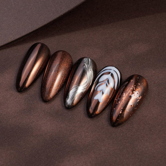 Pretty Diva Chrome Nail Powder - Coffee Chocolate Effect Nail Art Mirror Chrome Nail Powder, Brown Metallic Mirror Chrome Powder Pigment for Nail Art Decoration