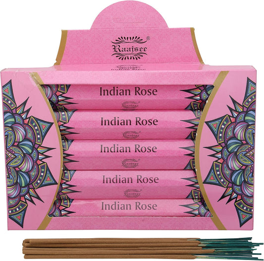 Raajsee Rose Incense Sticks 15 Sticks x 5 Pack -100% Pure Organic Natural Insense-Sticks - Hand Rolled Free from Chemicals - incent Perfect for Church Aromatherapy, Stress Relief, Meditation