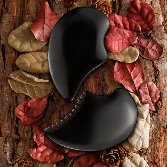 Bian Stone Gua Sha Facial Tools Scraping Massage Face Guasha Board Scraping Plate(Seahorse 2pcs)