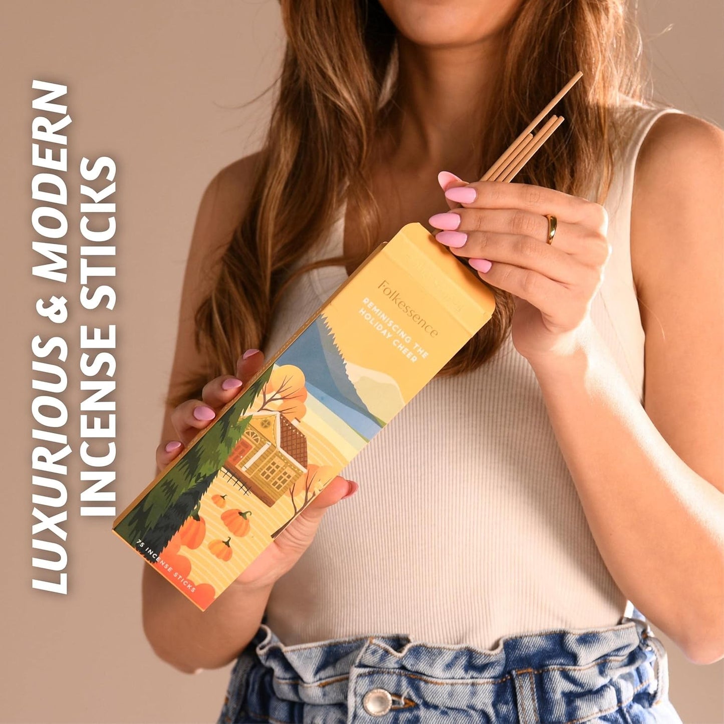 Folkulture Incense Stick | Pack of 75 Organic Fall Incense Sticks for Meditation | 45 Mins Burn Time | Pumpkin Spice Inscents Non Toxic Fall Scents for Home | Inscents-Sticks for Fall Essentials