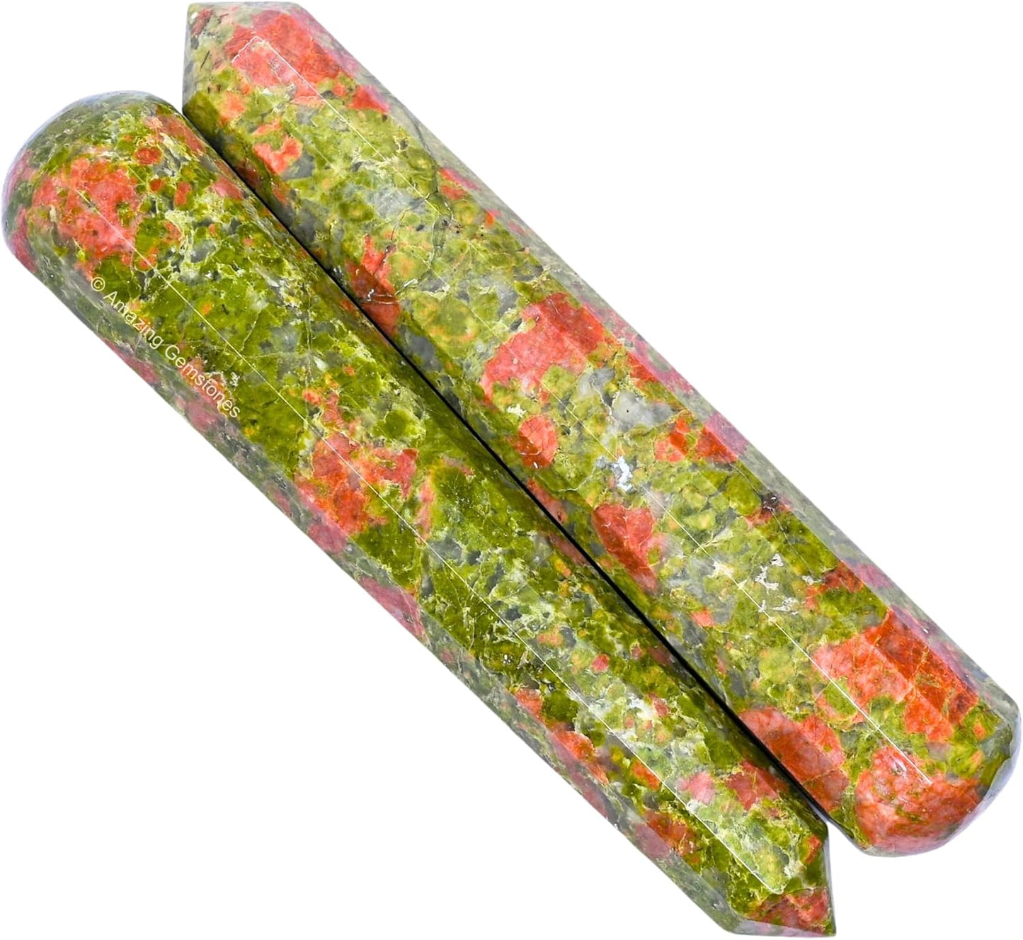 Amazing Gemstone Unakite Crystal Wand Massage Stick - Pelvic Wand Gua Sha for Adults - Crystals and Healing Stones Massage Wands for Adults Gifts (Pointed)