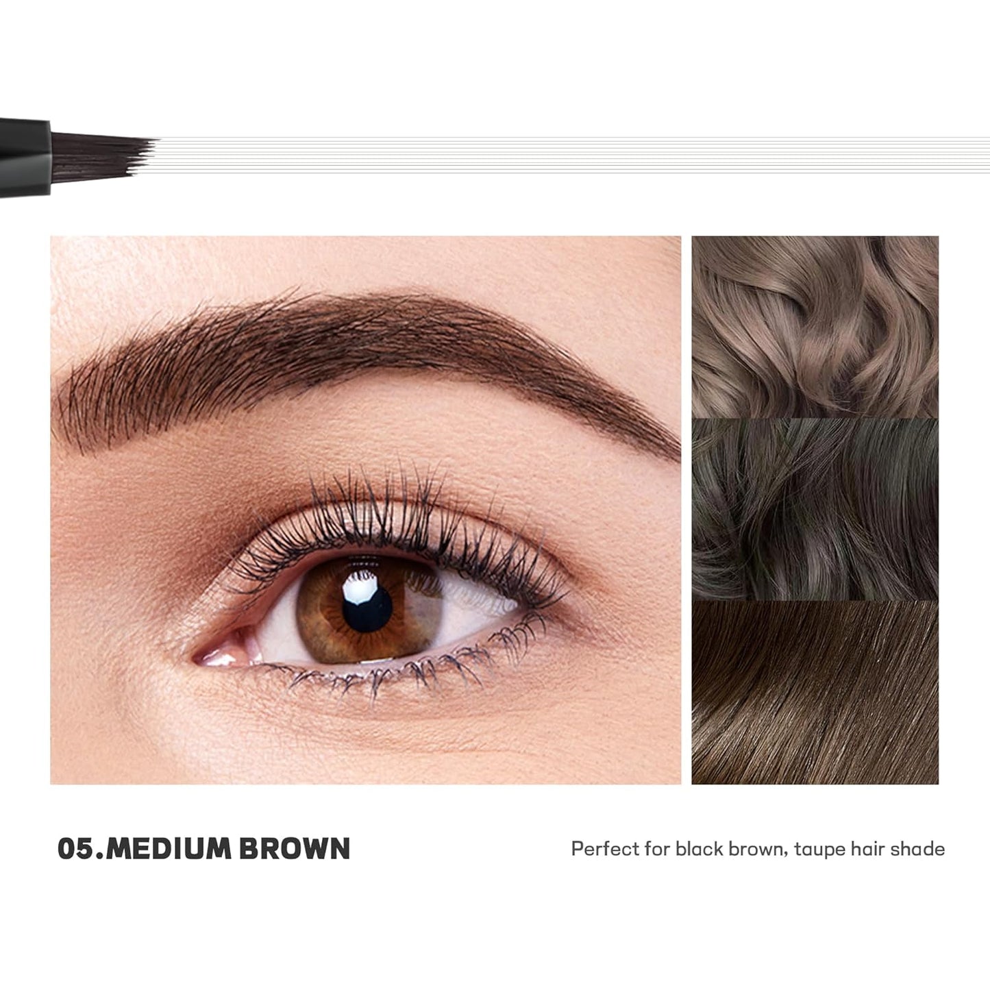 2 Pack Microblading Eyebrow Pen and Brow Tint for Women with Angled Brush & Dip to Effortlessly Create Natural Hair Like Brows, Waterproof Fast Eye Brow Makeup Pencil, Last All Day (Medium Brown)