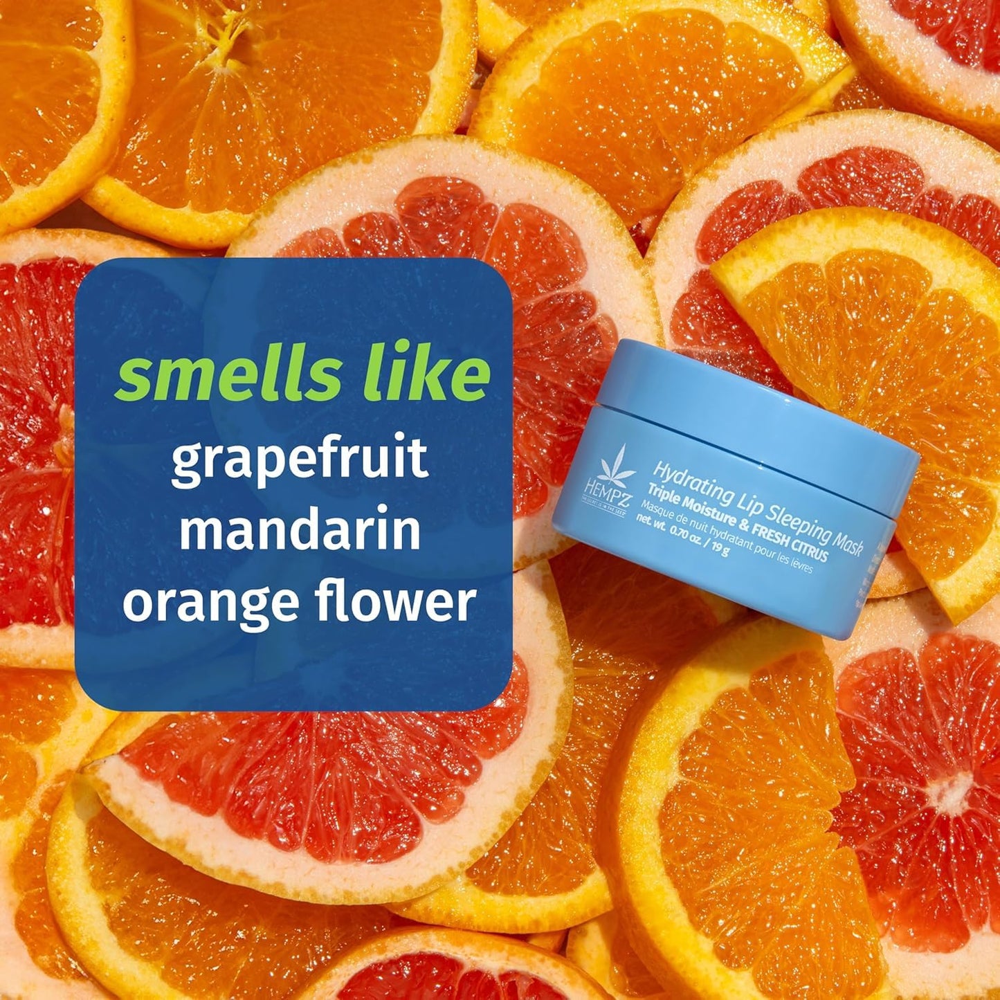 Hempz Hydrating Lip Sleeping Mask - Triple Moisture Fresh Citrus (.70 Oz.) | Overnight Hydrating Lip Balm with Triple Moisture SPF 15 Lip Balm, Ultra Hydrating Lip Care for Men or Women, .44 oz.