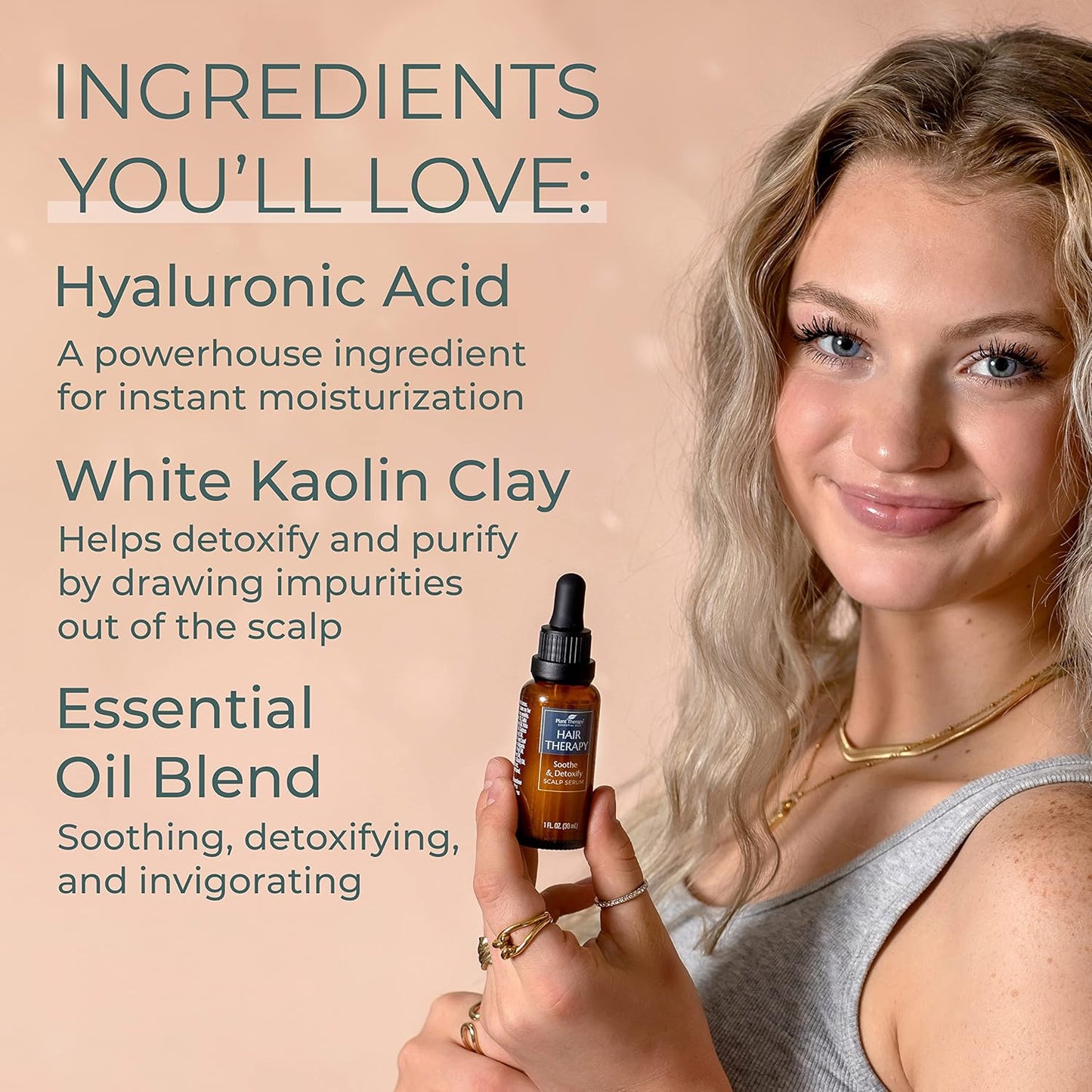 Plant Therapy Hair Therapy Soothe & Detoxify Scalp Serum 1 oz with Hyaluronic Acid & Essential Oils, Remove Product Buildup, Balance Oils, and Stimulate Circulation