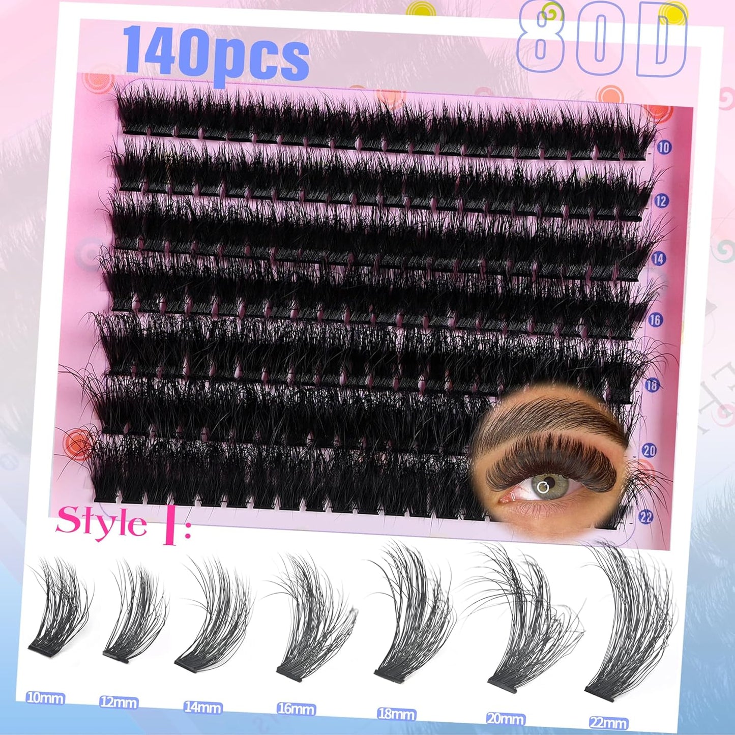 Lash Clusters Kit Fluffy Individual Lashes 80D+120D Thick Eyelash Clusters D Curly Wispy Eyelash Extensions with 2 Bond and Seal Eyelashes Cluster False Eyelashes DIY SinuVelv Lash Extension Kit
