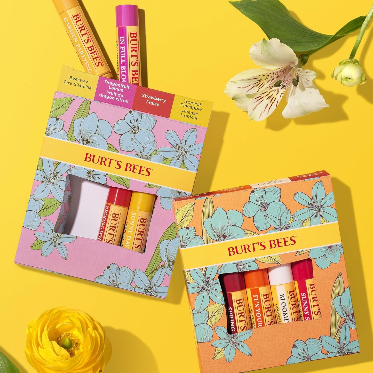 Burt's Bees Gifts Ideas - Just Picked Lip Balm Set, Pomegranate, Watermelon, Sweet Mandarin, Coconut & Pear, Natural Origin Lip Treatment, 4 Tubes, 0.15 oz.
