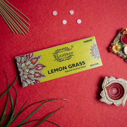 Raajsee Incense Sticks Lemon Grass 100 gm Pack-100% Pure Organic Natural Hand Rolled Free from Chemicals-Perfect for Church, Aromatherapy,Relaxation,Meditation,Positivity & Sensual Therapy