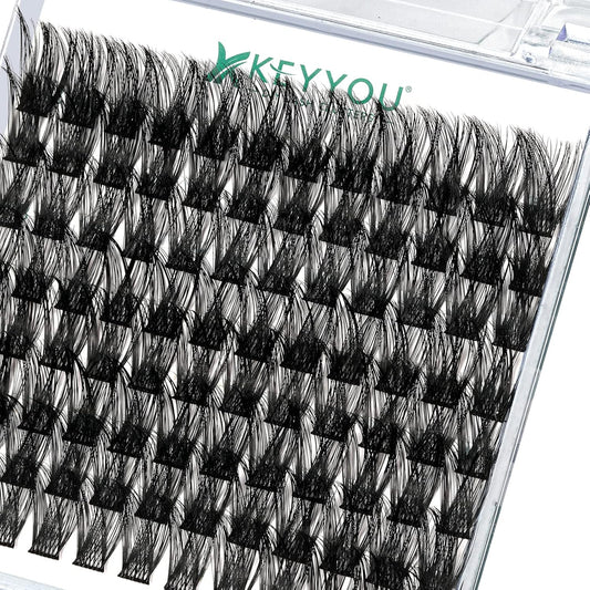Lash Clusters 96pcs Individual Lashes Y01 C Curl 18mm Cluster Lashes KEYYOU Volume Wispy Lash Extension Soft&Comfortable Easy DIY at Home(Y01,C-18mm)