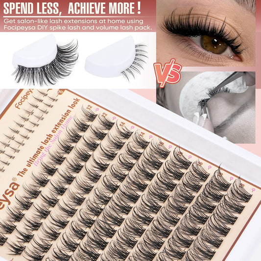 Focipeysa Natural Wispy Lash Clusters Manga Eyelash Clusters Spiky Eyelash Extensions C Curl Individual Lashes Extensions Spike Individual Lashes 12-18mm with Bottom Lashes Clusters DIY Lash at Home
