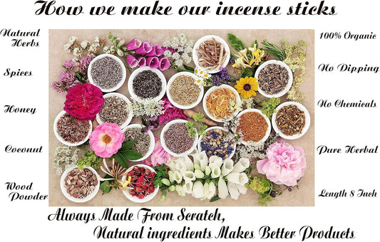 Raajsee Incense Sticks Natural Patchouli 15 Sticks x 5 Pack -100% Pure Organic Hand Rolled Free from Chemicals -Perfect for Church Aromatherapy, Stress Relief, Meditation