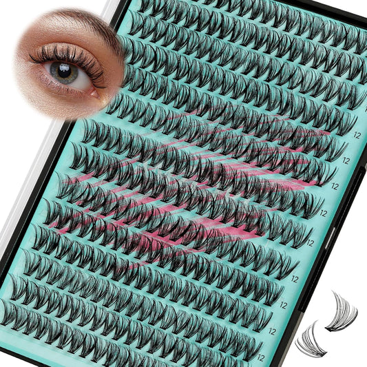 Lash Clusters Wispy 280PCS Eyelash Extension 30D Cluster Lashes Individual Lashes DIY Lash Extension Natural Look Cluster Eyelash Extensions Soft False Eyelashes at Home for Beginners(12mm)