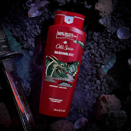 Old Spice Body Wash for Men, Dragonblast, Long Lasting Lather, 24 fl oz (Pack of 4)