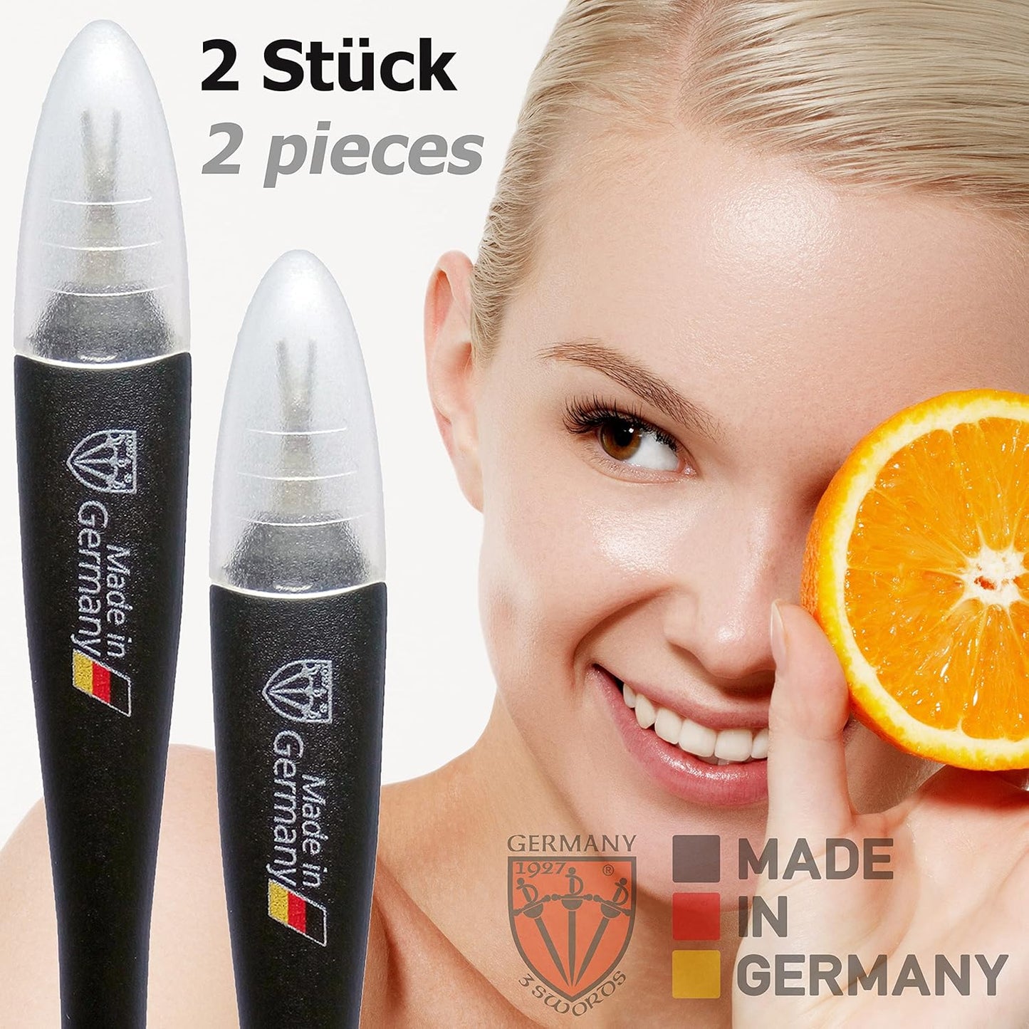 3 Swords Germany - Brand Quality Cuticle Knife Trimmer Remover Cutter (2 pcs.) Manicure Pedicure Grooming for Professional Finger & Toe Nail Care by 3 Swords, Made in Solingen Germany