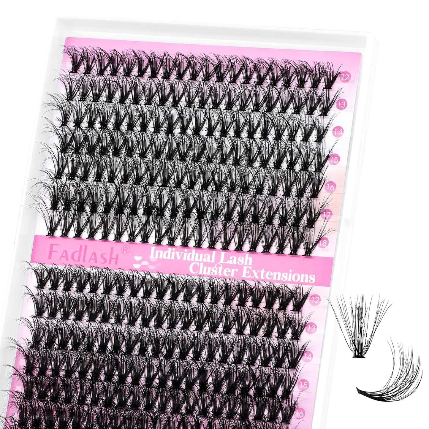 Lash Clusters 240pcs 30D+40D 12-18mm Cluster Lashes Mixed Tray 3D Effect Volume Individual Lashes Cluster Eyelash Extensions Fluffy Soft D Curl DIY Lash Extension Kit at Home (30D+40D-0.07-D,12-18mm)