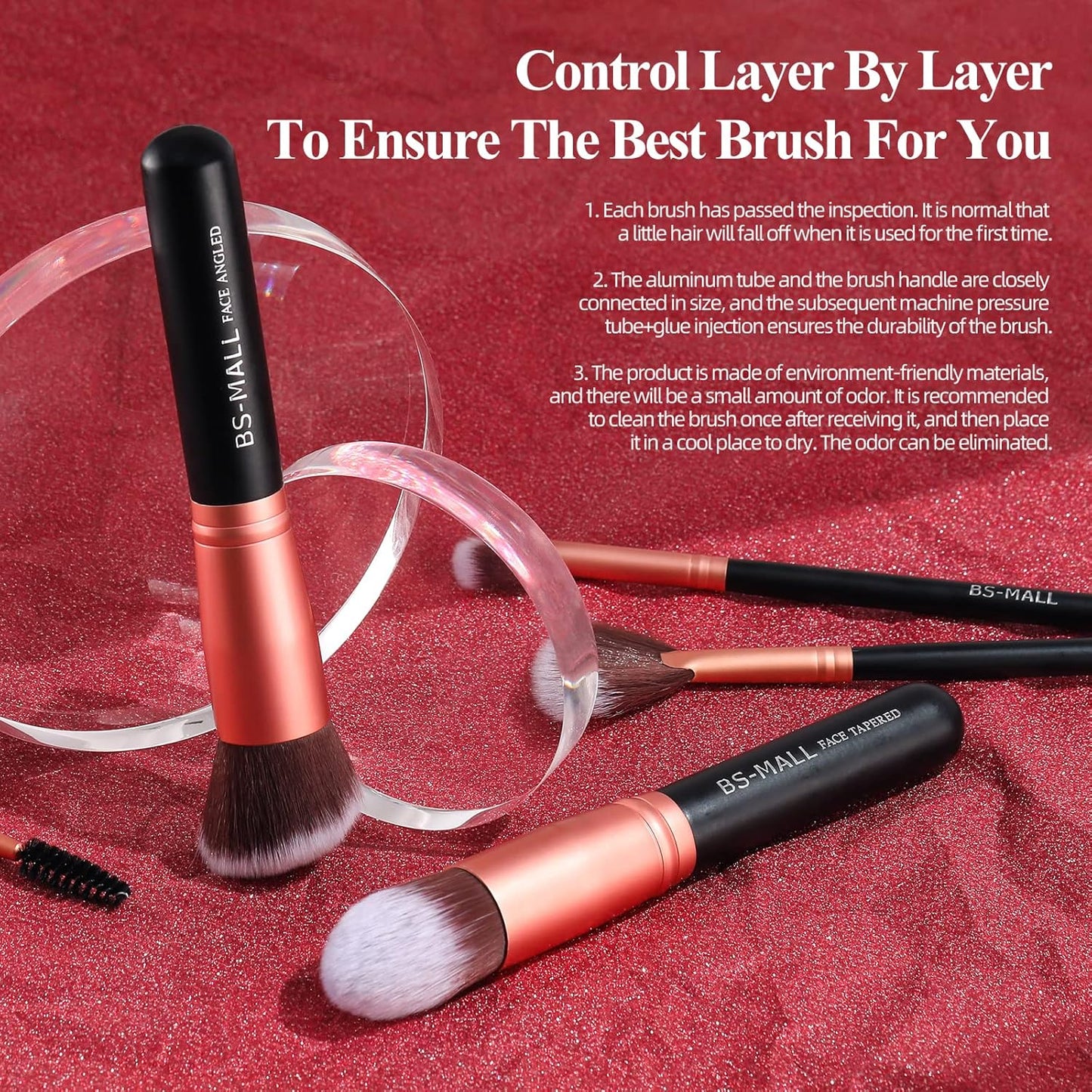 Makeup Brushes BS-MALL Premium Synthetic Foundation Powder Concealers Eye Shadows Makeup 14 Pcs Brush Set, Rose Golden, with Case