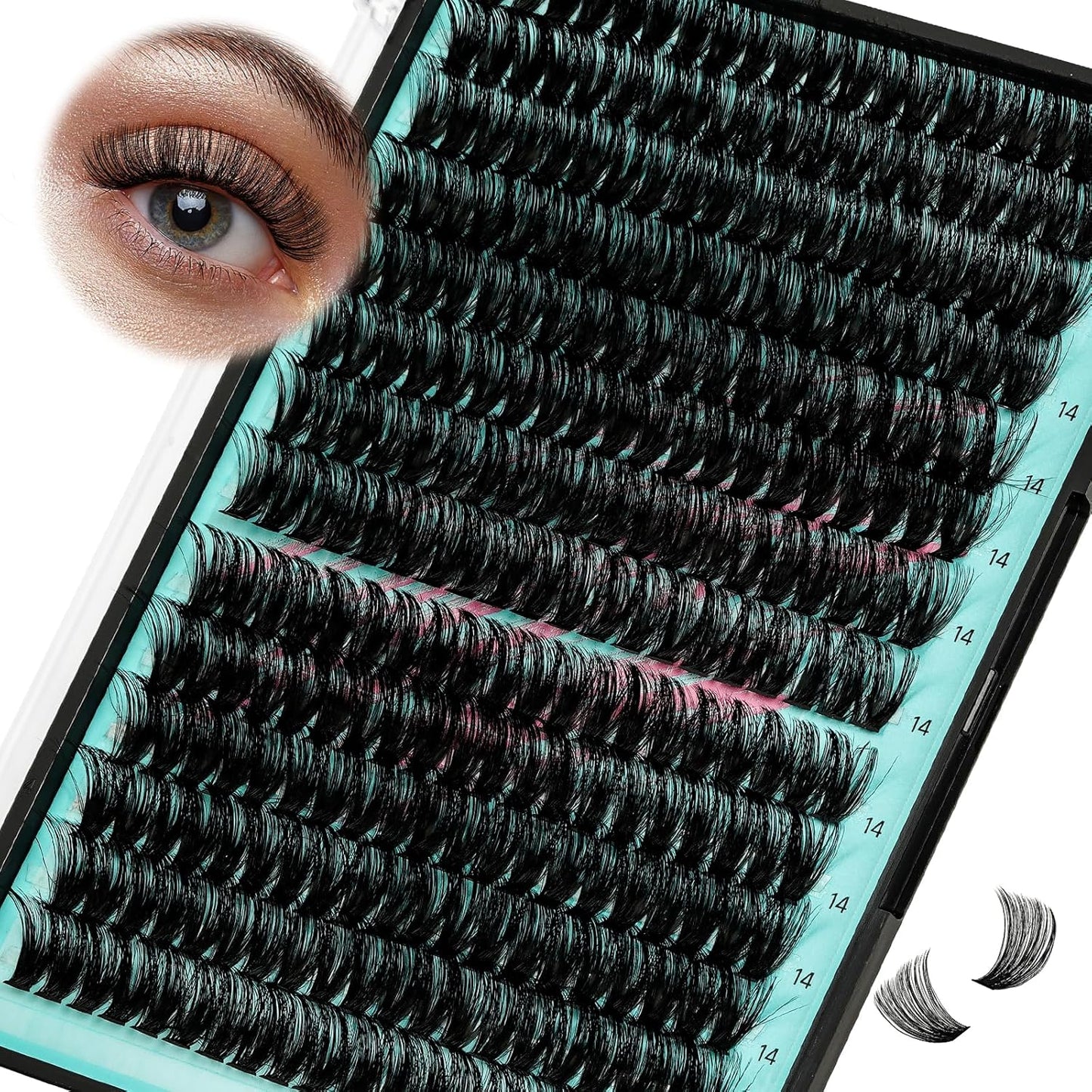 Lash Clusters Wispy 280PCS Eyelash Extension 80D Cluster Lashes Individual Lashes DIY Lash Extension Natural Look Cluster Eyelash Extensions Soft False Eyelashes at Home for Beginners(14mm)