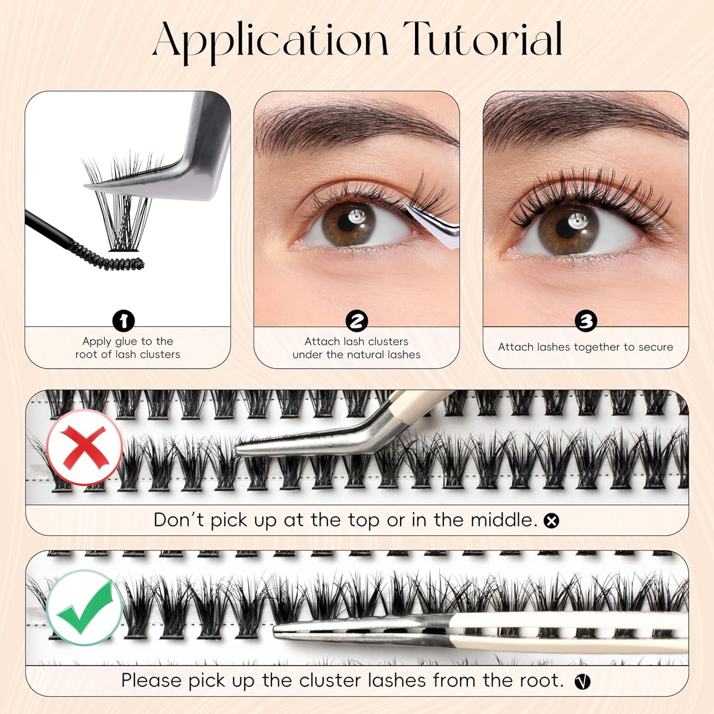 Lash Clusters DIY Lash Extensions, D Curl Individual Lashes Clusters Lashes Wispy Lash Extensions Natural Look Eyelash Clusters Mix 8-16mm(30D-0.07D-8-16mm)