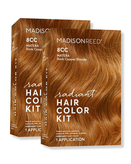 Madison Reed Radiant Hair Color Kit | 8CC Dark Copper Blonde (Matera Marigold) for 100% Gray Hair Coverage | Salon Quality Permanent Hair Dye | PPD-Free & Ammonia-Free | (Packaging May Vary) 2 Pack