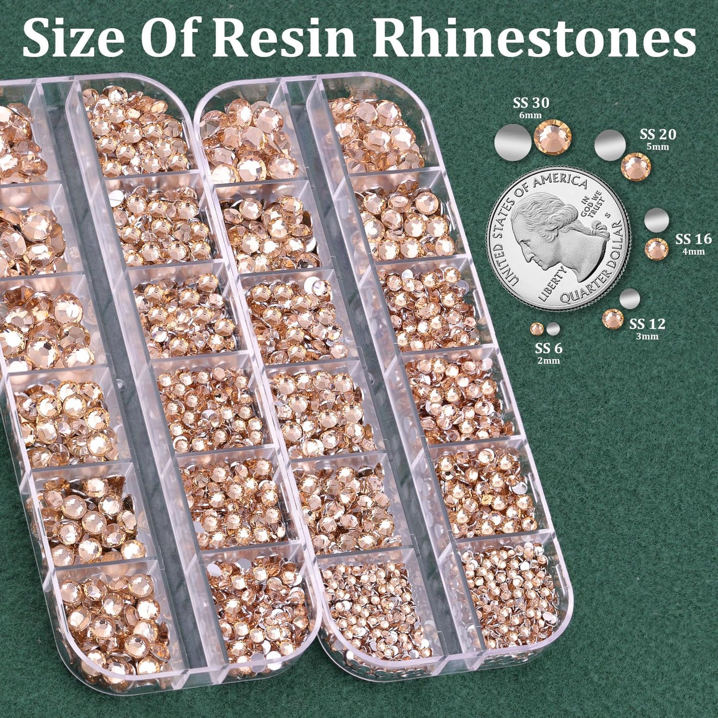 Resin Rhinestones for Crafting with B7000 Jewelry Glue, 2 Boxes Champagne Flatback Crystals with 3Pcs 10ml Glue for Bedazzling Crafts DIY Nail Art Makeup，Non Hotfix Gems for Clothing Shoes