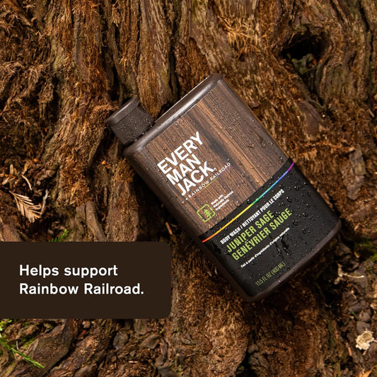 Every Man Jack Hydrating Body Wash for all skin types - Juniper Sage fragrance - Naturally Derived Ingredients - Cleanse, Nourish, and Hydrate Skin -Paraben Free, Phthalate Free, Dye Free-13.5oz - 2pk
