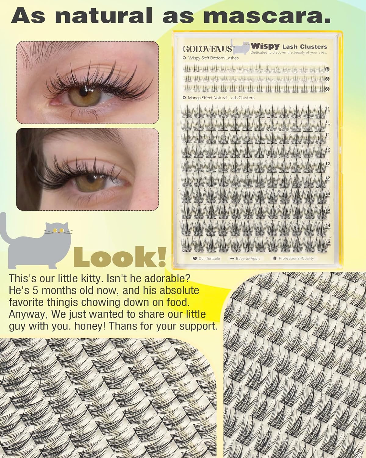 Lash Clusters Wispy Mascara Look Natural Cluster Eyelash Extensions 11-14mm Short Individual Cluster Lashes with Bottom Lash Clusters 168Pcs Eyelashes Clusters for DIY Lash Extensions