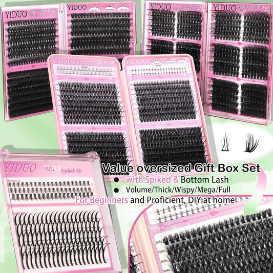 Lashes Clusters Kit 1846Pcs Bulk Packs Volume False Eyelash Extensions D Curl Wispy Individual Eyelashes, Volume Studio Effect, Wholesale Large Pack with Glue&Seal|Tweezers|Removers|Cleanser