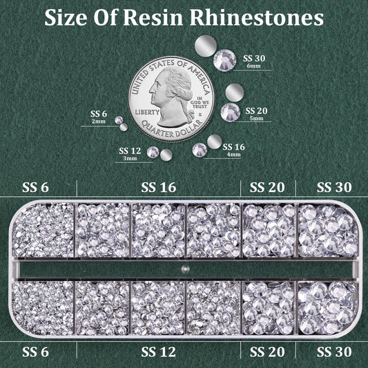 Resin Rhinestones for Crafting with B7000 Jewelry Glue, 1 Box Clear Flatback Crystals with 3Pcs 10ml Glue for Bedazzling Crafts DIY Nail Art Makeup，Non Hotfix Gems for Clothing Shoes