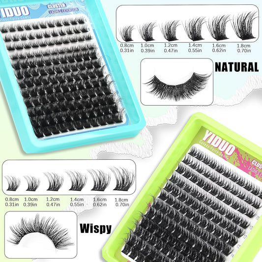 3 Styles Lash Clusters Kit Bulk Packs with 2×Bond&Seal Volume/Manga/ultra/Dramatic Eyelash Extensions 8-18mm lashes Clusters Kit Wispy D Curl Individual Fake Eyelashes Kit DIY at Home Easily