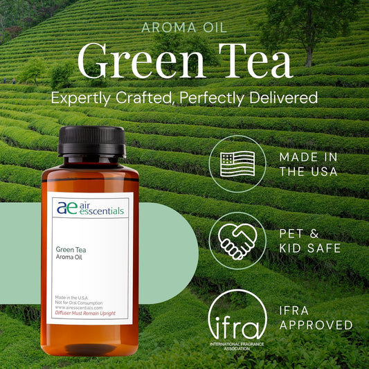 Green Tea Aroma Oil, Essential Oils Blend for Diffusers & Scent Machines, Citrus, Delicate Florals, Warm Tea, Aromatherapy, Cold Air Diffuser Compatible, 300 mL