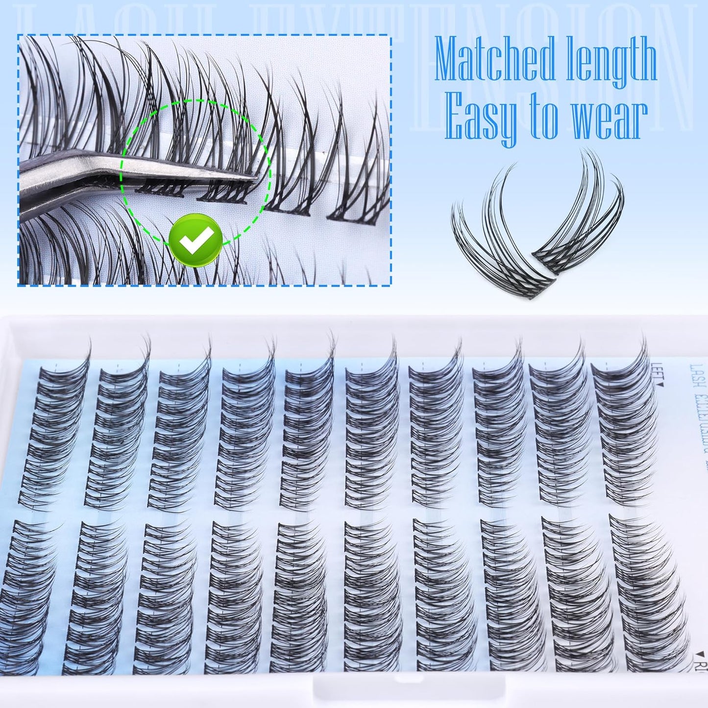 Natural Lash Clusters Wispy Cluster Eyelash Extensions Left&Right Cluster Lashes C Curl Individual Lashes Extension DIY Natural Eye Lash Clusters by TNFVLONEINS