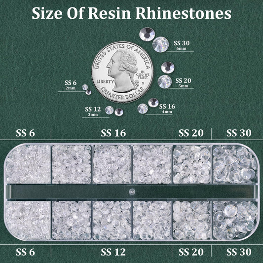 Resin Rhinestones for Crafting with B7000 Jewelry Glue, 1 Box Transparent Flatback Crystals with 3Pcs 10ml Glue for Bedazzling Crafts DIY Nail Art Makeup，Non Hotfix Gems for Clothing Shoes