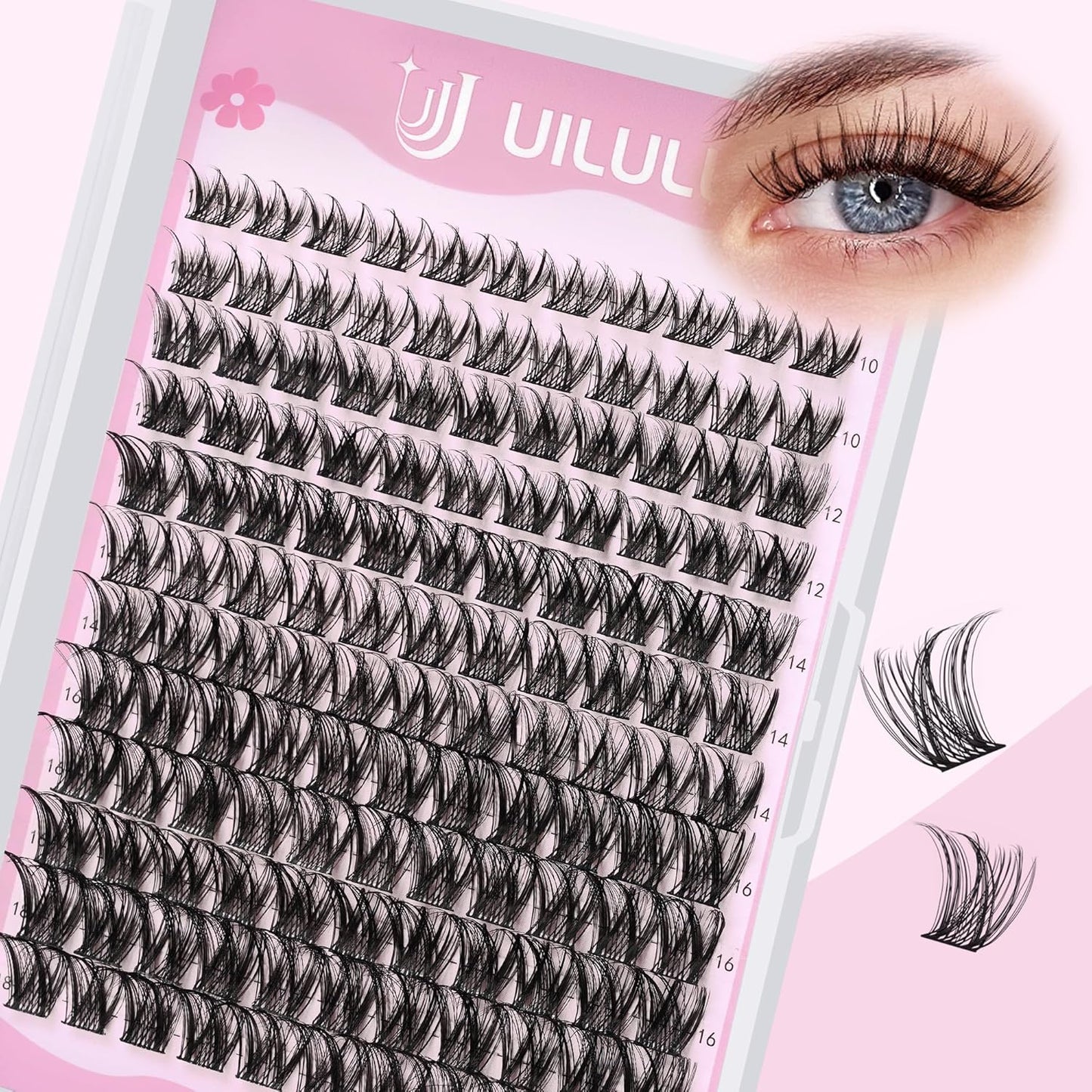 Lashes Clusters D Curl Fluffy Lash Clusters 0.07D 10-18 MIX 132 Eyelashes Individual Eyelashes Clusters DIY Lash Extensions at Home False Eyelash Wide Band Natural Eye Lash Clusters