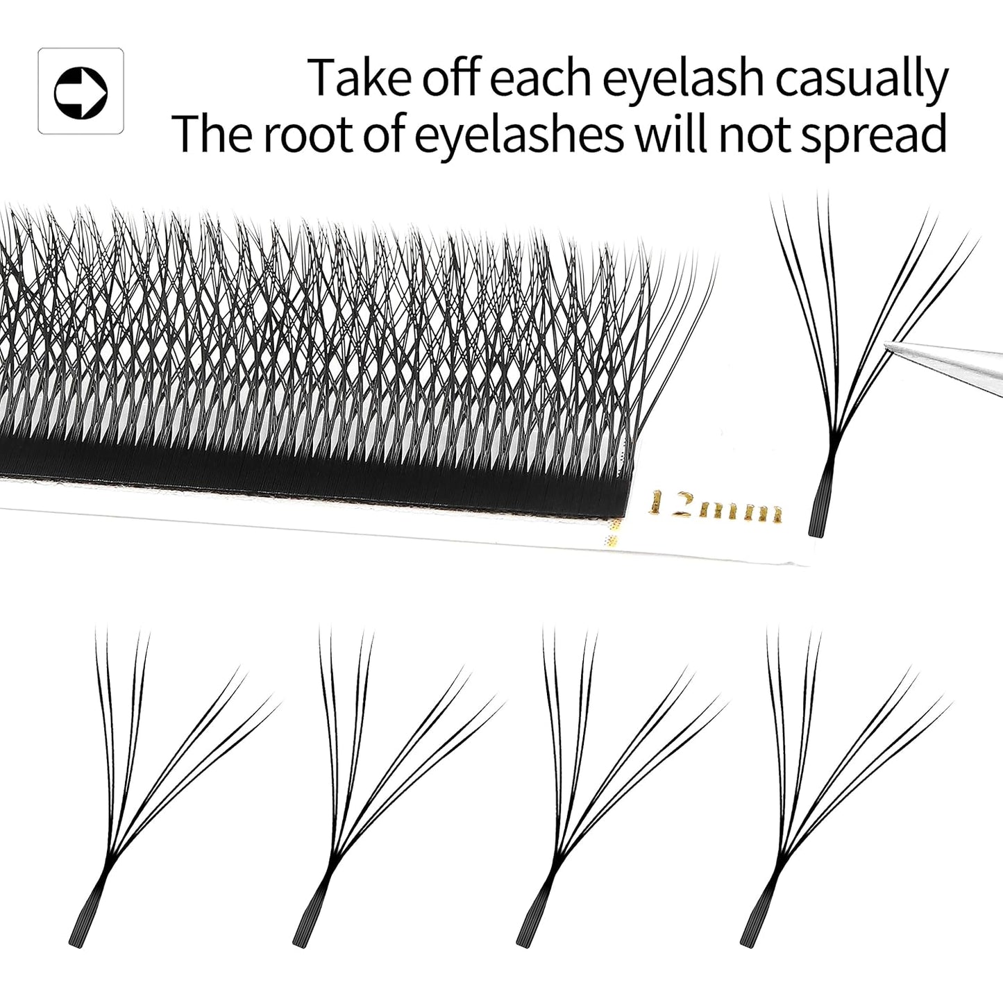 Double Tips 4D W Eyelash Extensions Supplies Thick w lash 0.07mm D curl Mix Tray 8-15mm Premade Fans Russian Volume Faux Mink Matte 12 rows Cluster pre Fanned Eye Lashes(4D-Double Tips-0.07D-11mm)