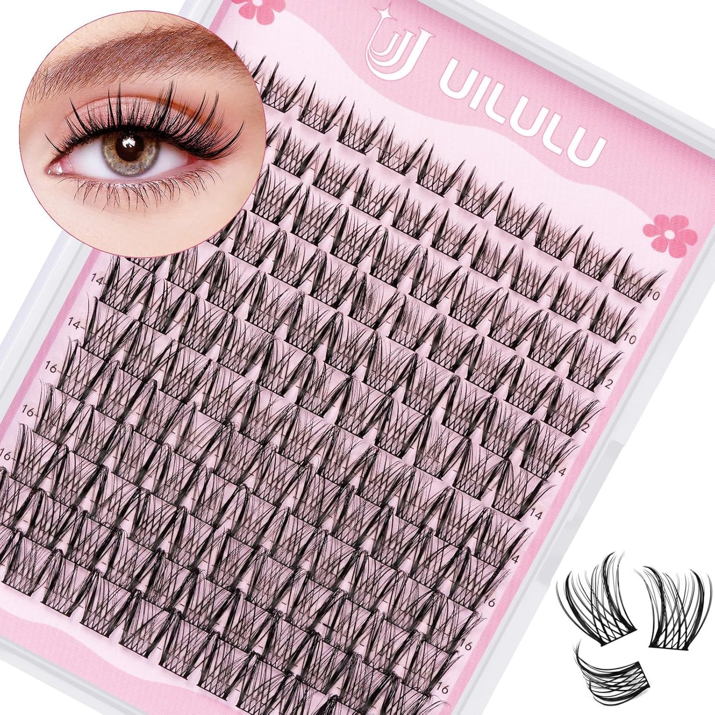 Lash Clusters D Curl Wispy Clusters Lashes 0.07D 10-18 MIX 132 Eyelashes Individual Lashes DIY Lash Extensions at Home False Lashes Wide Band Natural Eye Lash Clusters U09 Lash