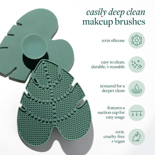 EcoTools Makeup Brush Cleansing Pad, Brush Cleaner Mat For Deep Cleaning Tools, Use With Makeup Brush Shampoo, 100% Silicone, Easy To Clean, Features Suction Cup For Easy Usage, Cruelty-Free, 1 Count