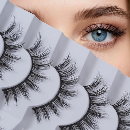 viiviiRose'e Faux Eyelashes, Black Superfine Cotton Band, Soft Full Lashes, Set of 7 Pairs,White (S71)