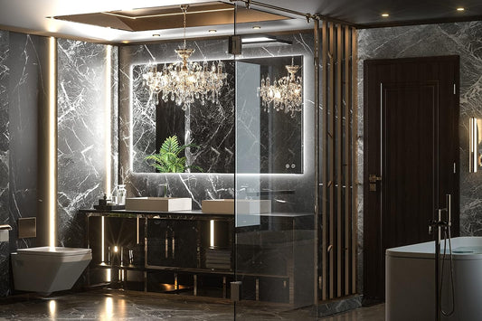 TETOTE 40 x 24 LED Backlit Vanity Mirror Bathroom,3Color White/Warm/Natural,Anti-Fog Lighted Mirror,Dimmable,Wall Mounted