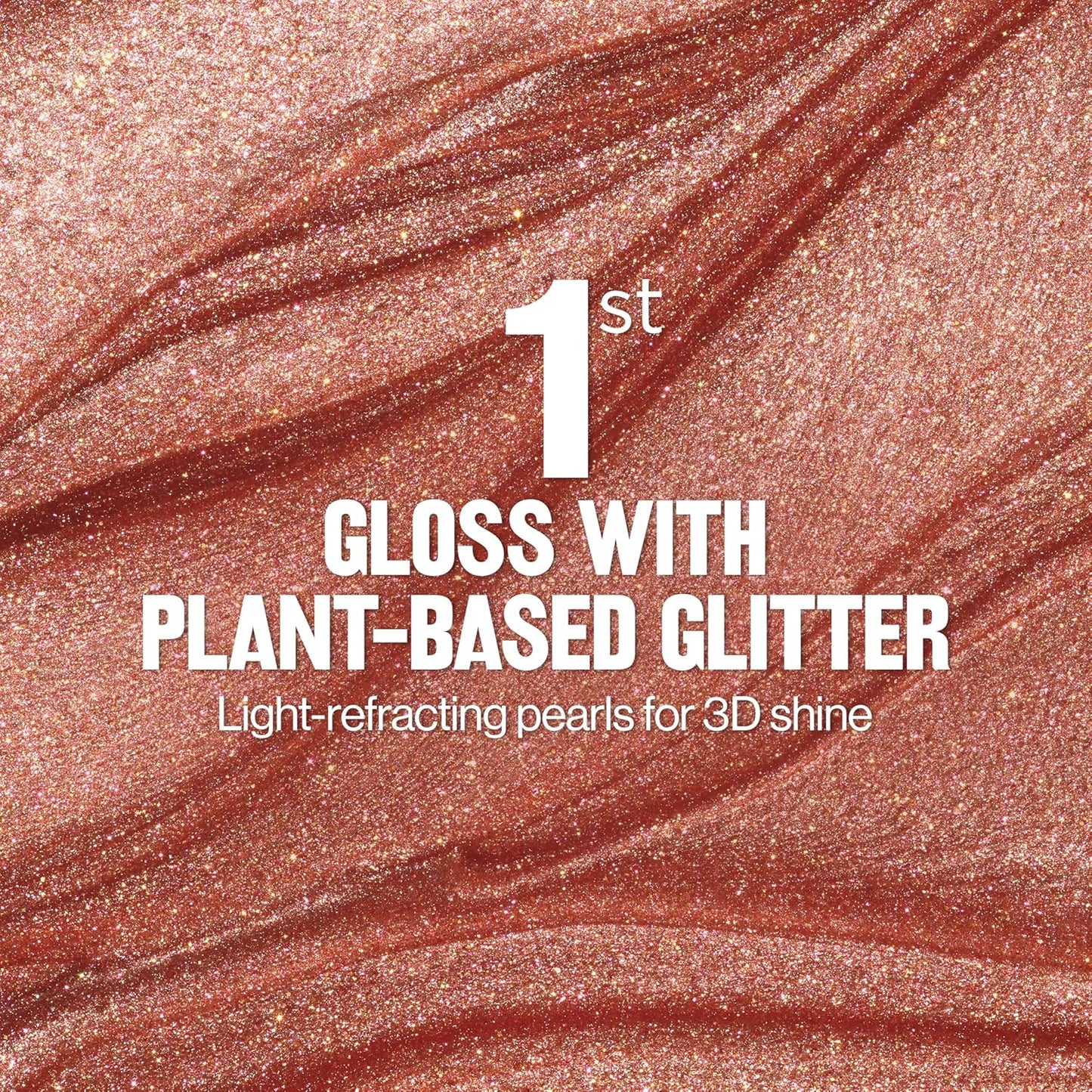 REVLON Super Lustrous Glimmer Gloss, Non-Sticky Lip Gloss, High-Shine Finish, Plant-Based Glitter, 007 Haute Honey, 0.13 fl oz