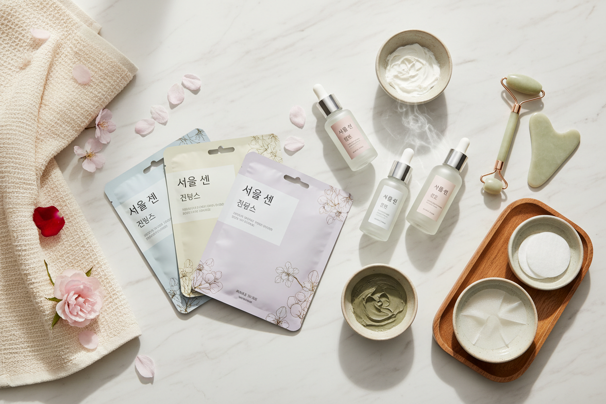 “KBeauty Muse delivers exactly what they promise. The sheet masks and essences are high-quality and gentle, even on my sensitive skin. Shopping here feels like having a slice of Seoul at home!” (make it real photo)